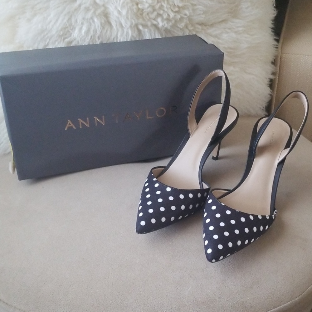 Ann Taylor Polka Dot Slingback Pumps